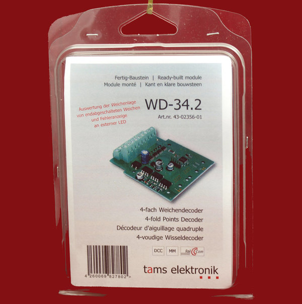 Tams 43-02356-01 WD-34.2 4-fach Weichendecoder (Magnetartikeldecoder) Baustein