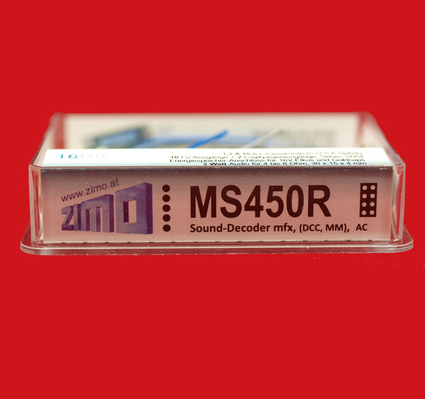 Zimo MS450R Sound-Decoder m. 16V Energ.-Ansch. 8-pol Schnittstelle NEM652 an Drähten