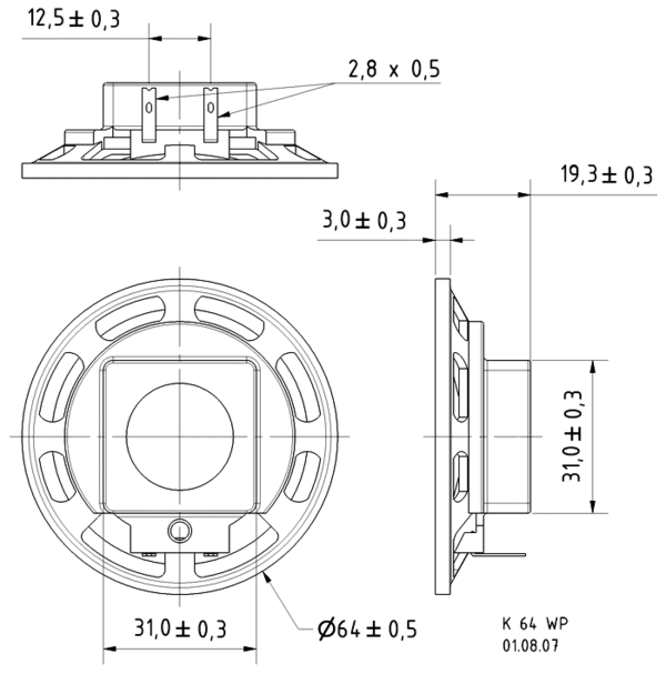 Zimo LSK64WP Breitbandlautsprecher 6 cm, Einbautiefe 2 cm, wasserfest, 170 Hz 15 kHz,  8 Ohm 3 W
